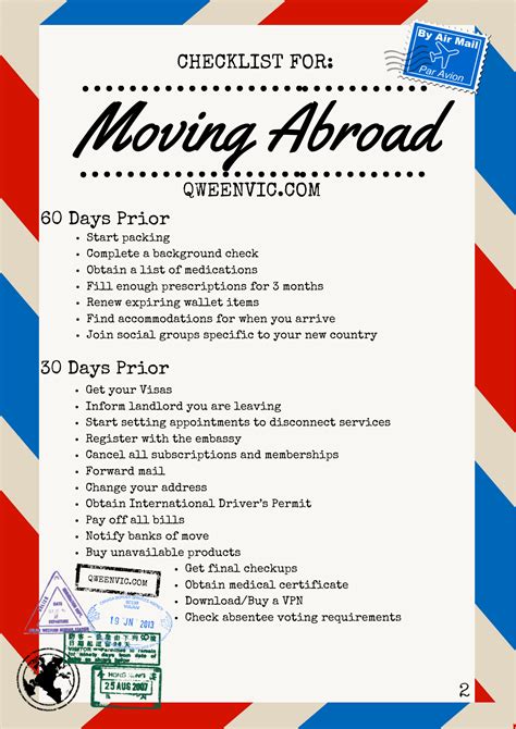 checklist for moving abroad.